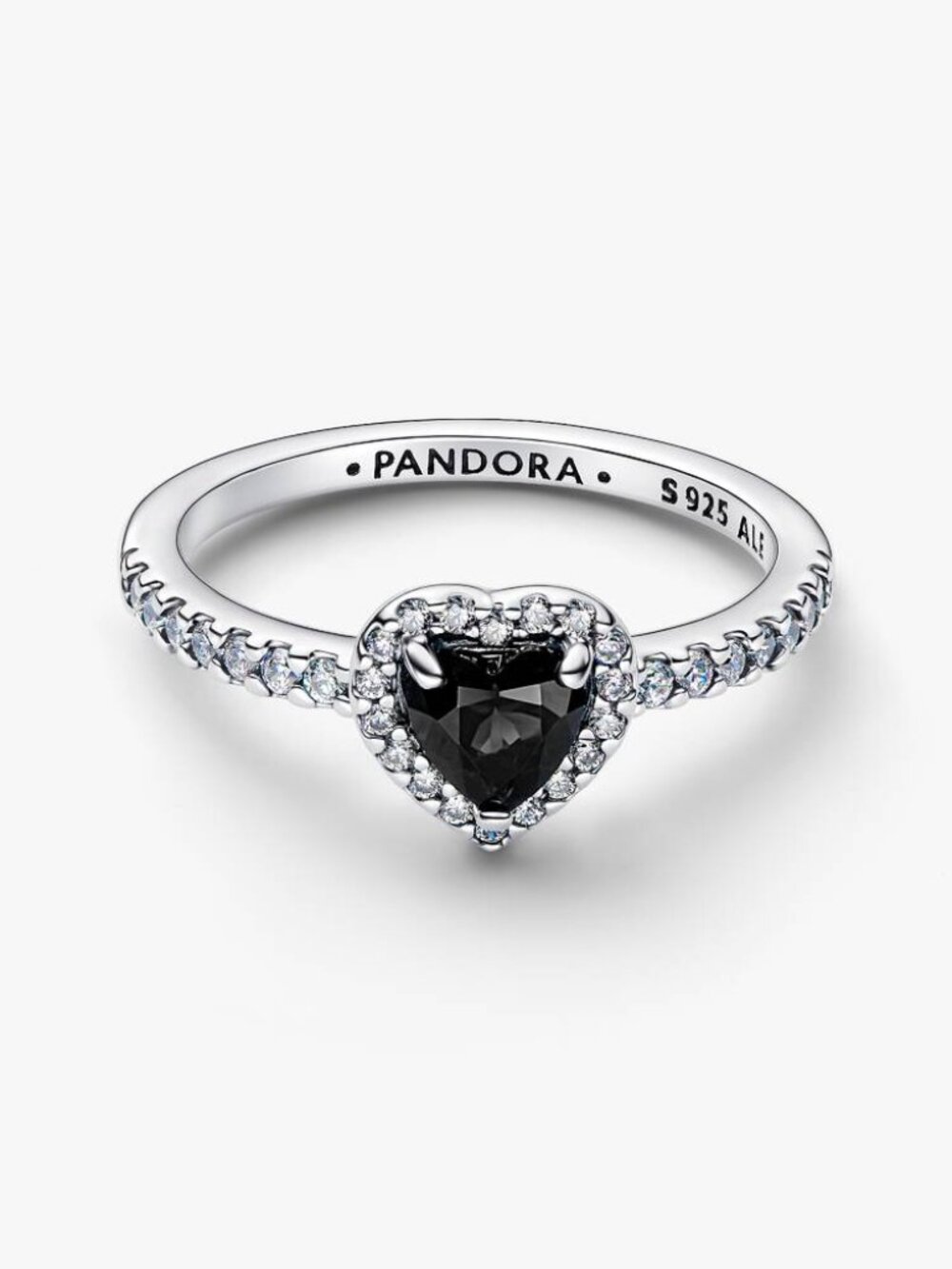 Pandora Elevated Black Heart Ring